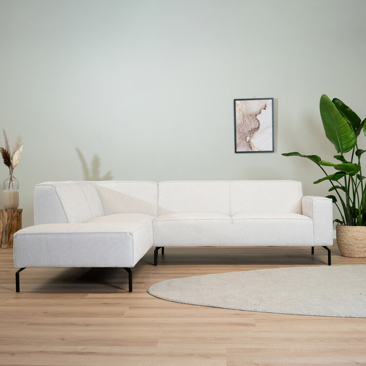 Ecksofa Kansas Stoff off white links