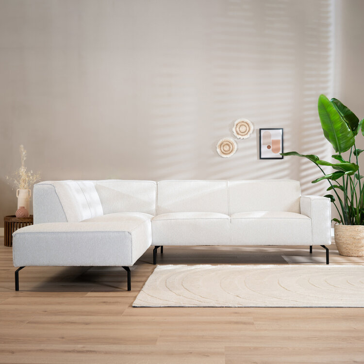 Ecksofa Kansas Stoff off white links