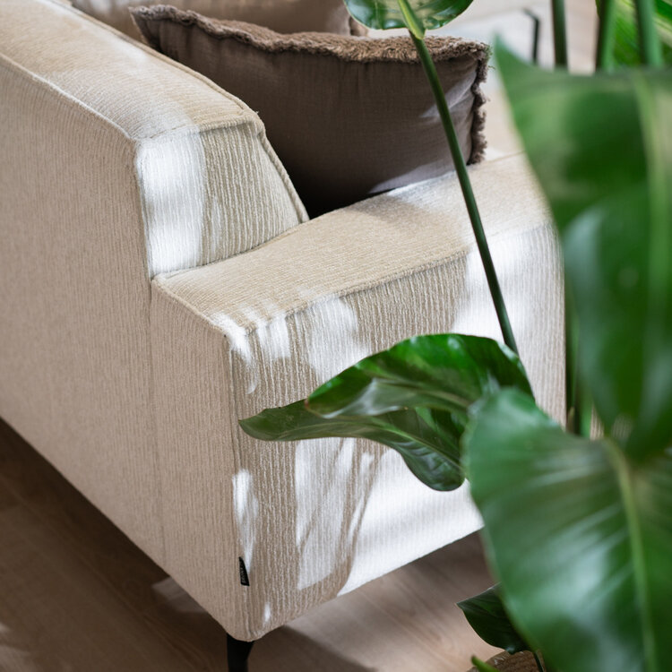 Ecksofa Kansas Stoff off white links