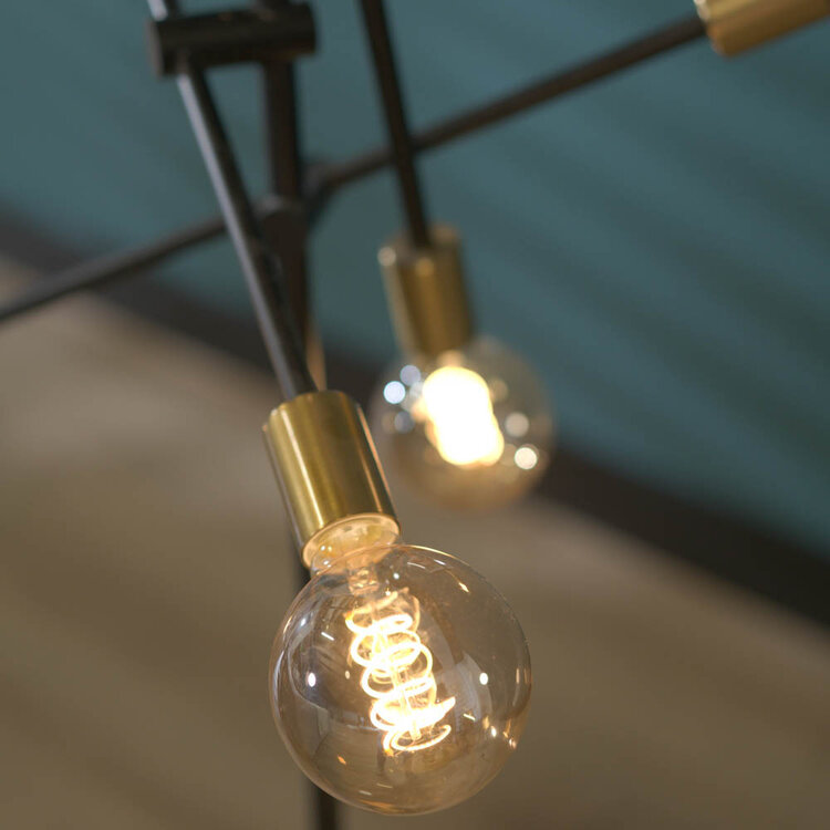 Stehlampe Harvey 6-flammig schwarz/ gold