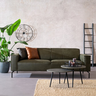 Ledersofa Kansas 3-Sitzer olivgrün