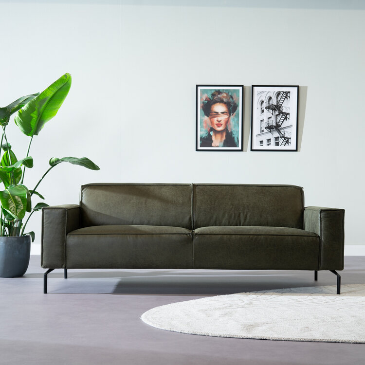 Ledersofa Kansas 3-Sitzer olivgrün