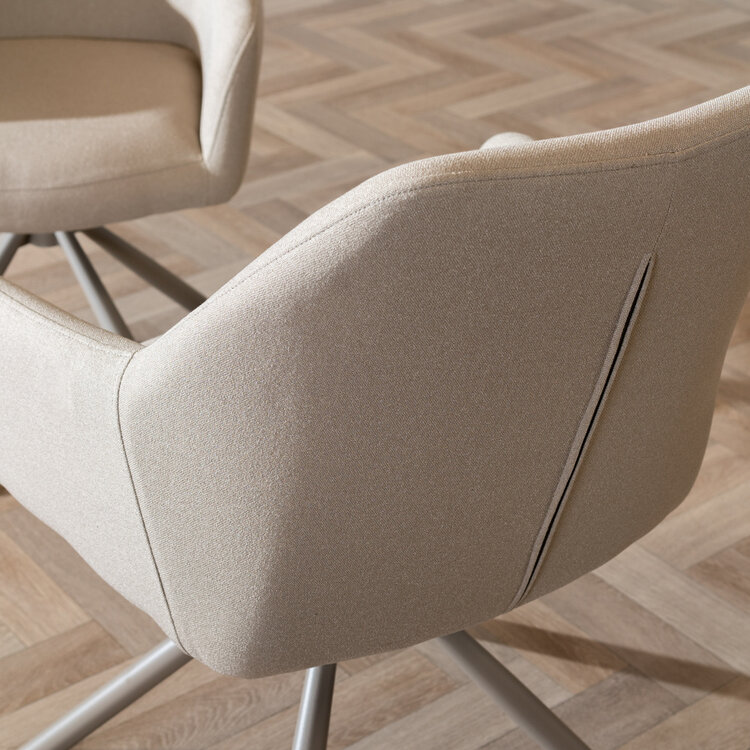Esszimmerstuhl Ida recycelter Stoff 180° drehbar taupe