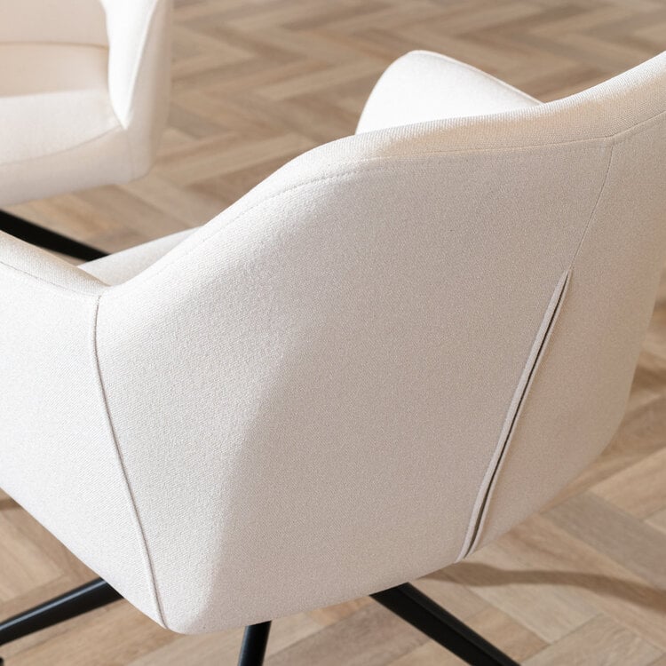 Esszimmerstuhl Isak recycelter Stoff mit Rollen off white
