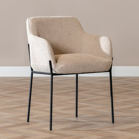 Esszimmerstuhl Mary mit Armlehne Bouclé taupe