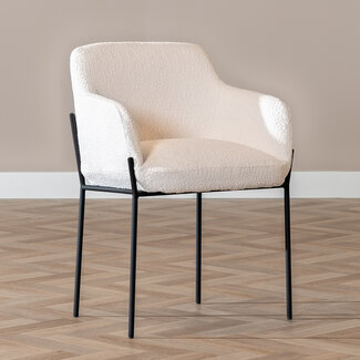 Esszimmerstuhl Mary mit Armlehne Bouclé weiß