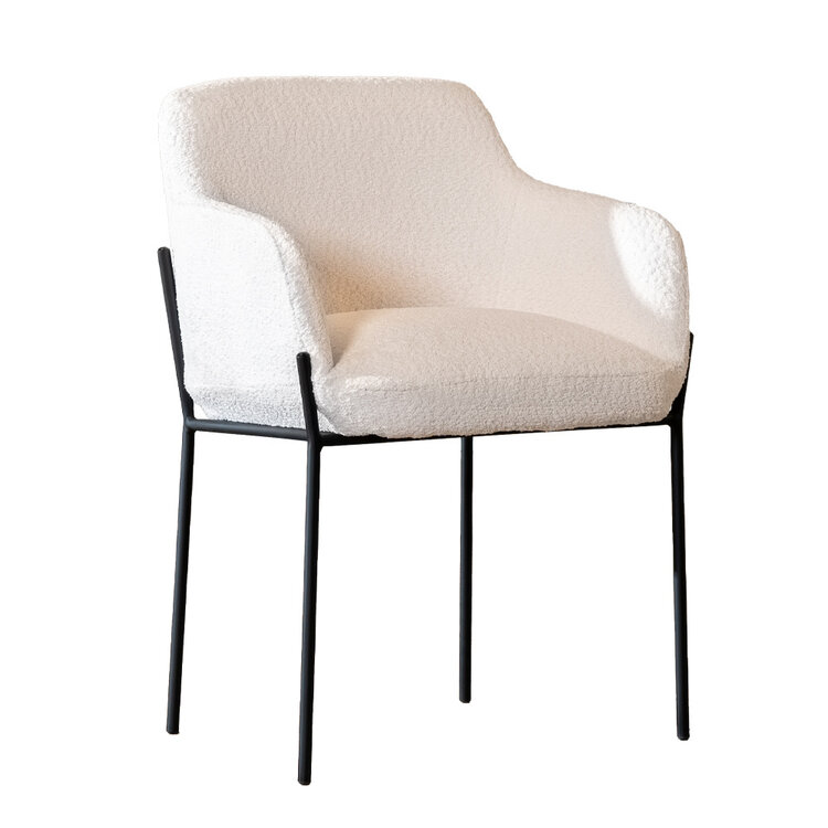 Esszimmerstuhl Mary mit Armlehne Bouclé weiß