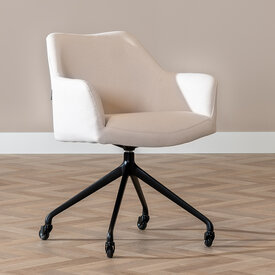 Esszimmerstuhl Isak recycelter Stoff mit Rollen off white