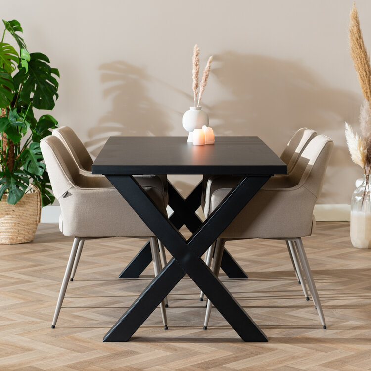 Esstisch Bodo schwarz Melamin 160 x 80 cm