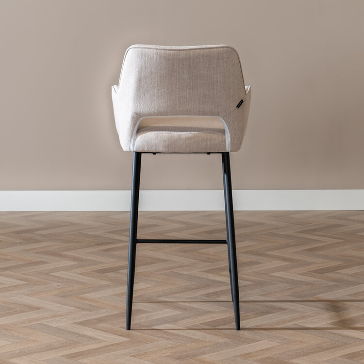 Barstuhl Inga mit Armlehne recycelter Stoff beige 78 cm