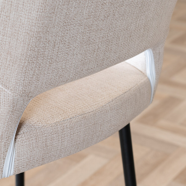 Barstuhl Inga mit Armlehne recycelter Stoff beige 78 cm