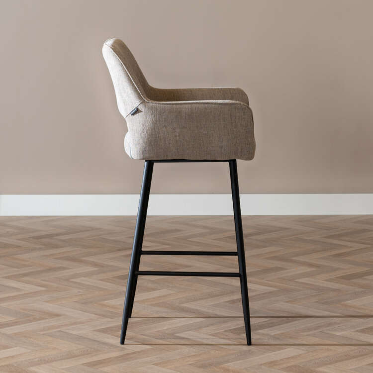 Barhocker Inga mit Armlehne recycelter Stoff taupe 78 cm