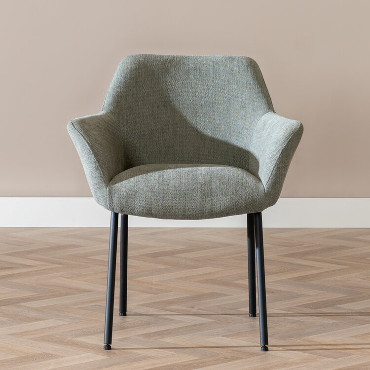 Esszimmerstuhl Sten mit Armlehne recycelter Stoff grün