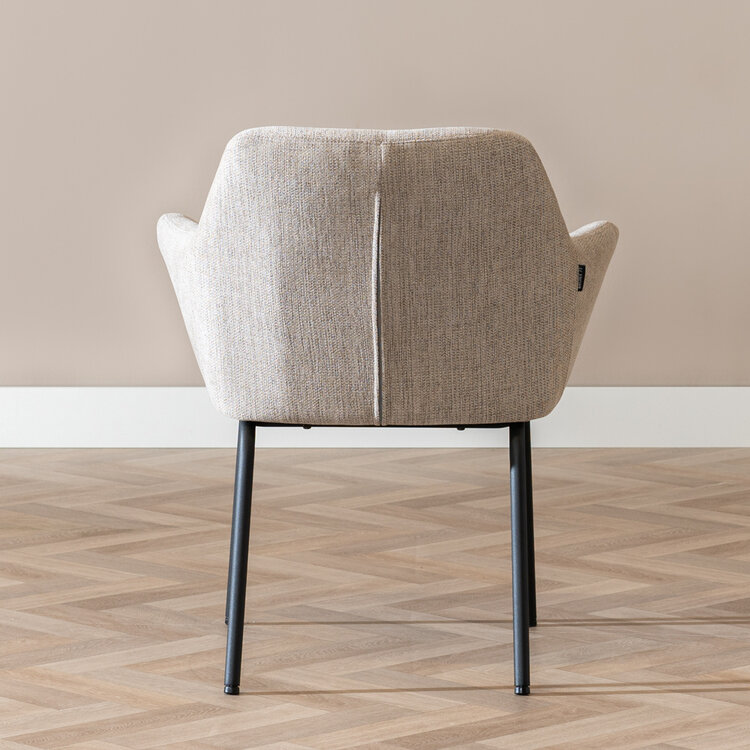 Esszimmerstuhl Sten mit Armlehne recycelter Stoff taupe