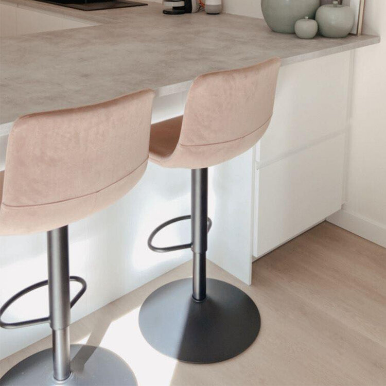 Barhocker Samt Frenkie 60 - 76 cm rosa