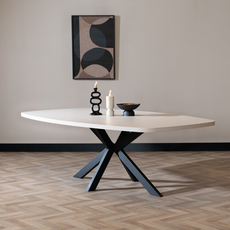 Esstisch Carl dänisch oval beige Melamin 240 x 120 cm