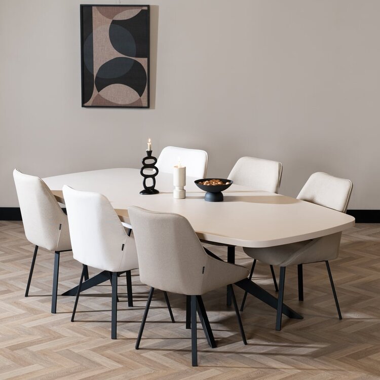 Esstisch Dio dänisch oval beige Melamin 240 x 120 cm