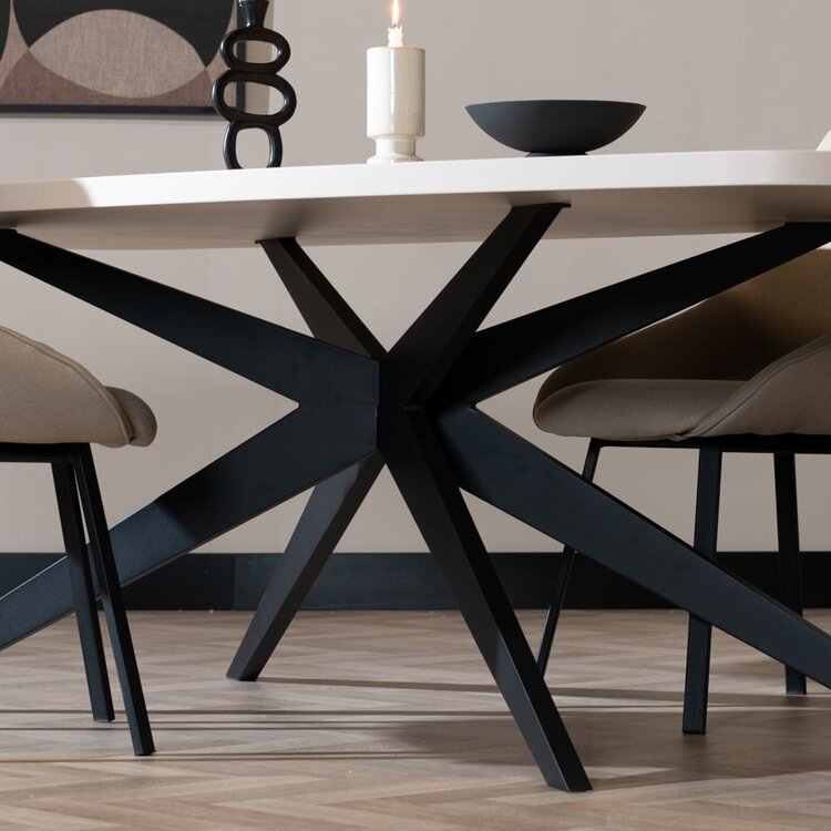 Esstisch Dio dänisch oval beige Melamin 240 x 120 cm