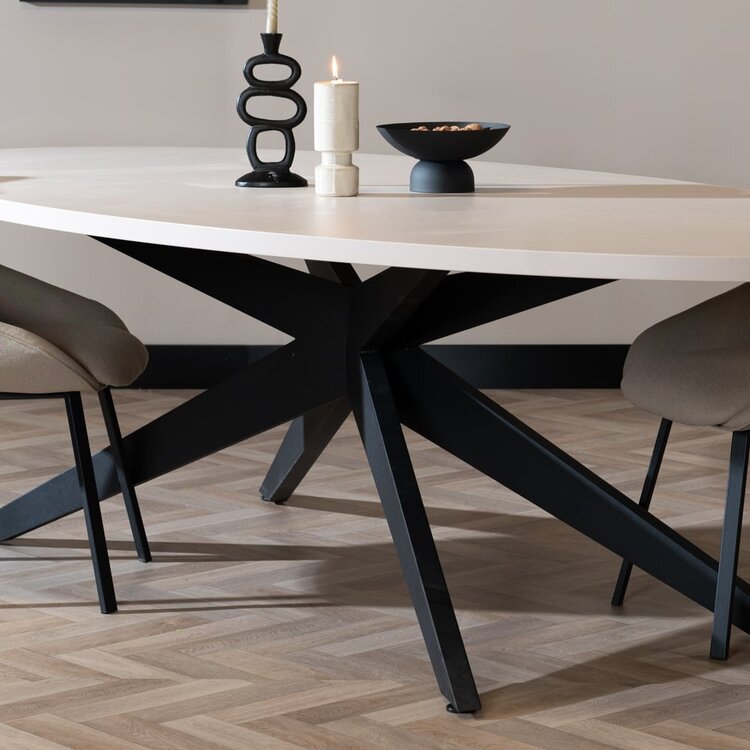 Esstisch Dio dänisch oval beige Melamin 270 x 130 cm