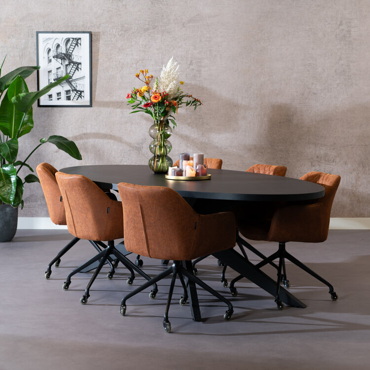 Esstisch Dio dänisch oval schwarz Melamin 270 x 130 cm