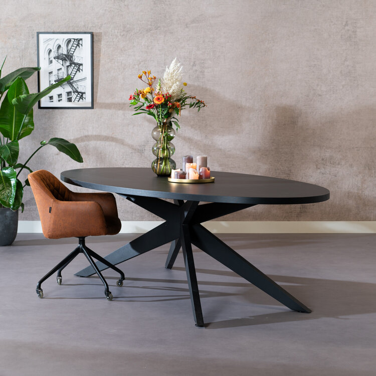 Esstisch Dio dänisch oval schwarz Melamin 270 x 130 cm