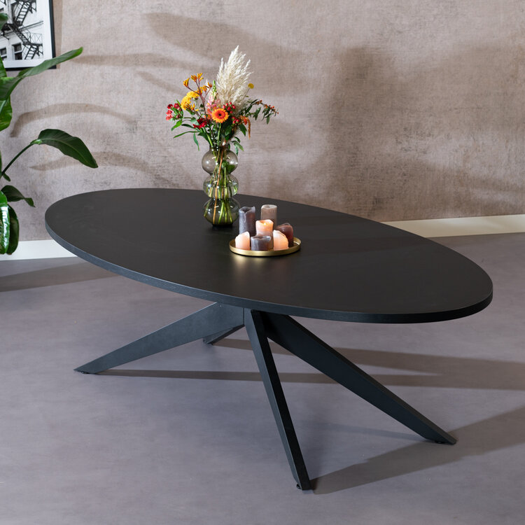 Esstisch Dio dänisch oval schwarz Melamin 270 x 130 cm