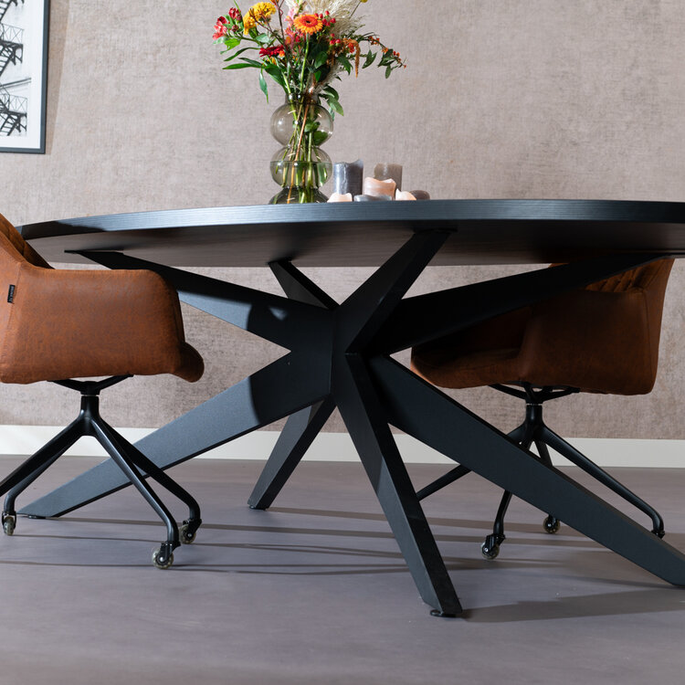 Esstisch Dio dänisch oval schwarz Melamin 270 x 130 cm