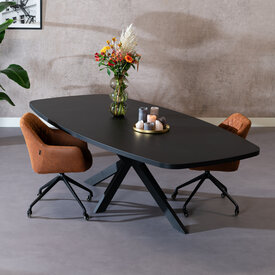 Esstisch Carl dänisch oval schwarz Melamin 240 x 120 x 76 cm