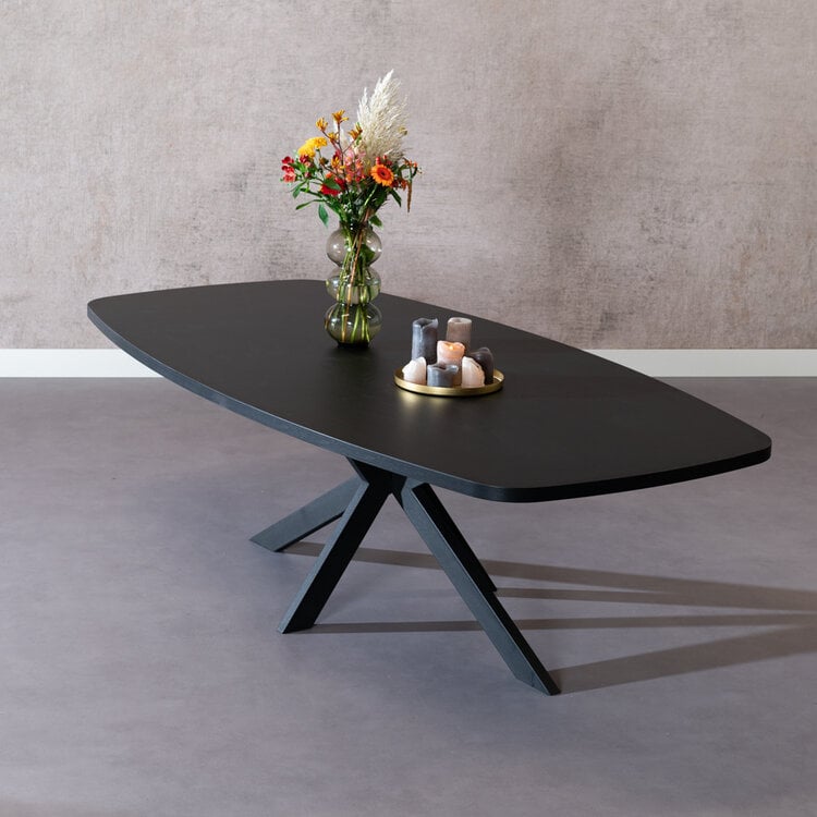 Esstisch Carl dänisch oval schwarz Melamin 240 x 120 x 76 cm
