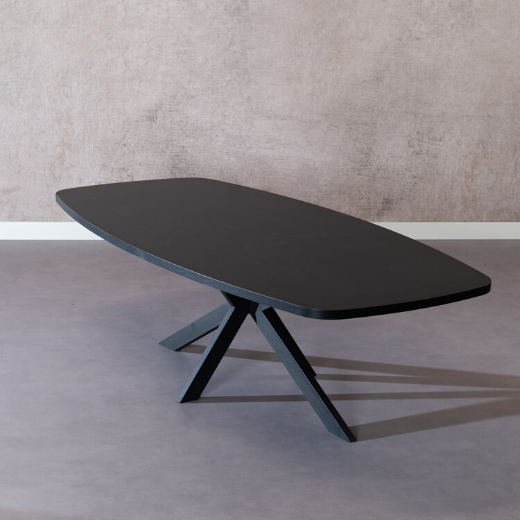 Esstisch Carl dänisch oval schwarz Melamin 240 x 120 x 76 cm