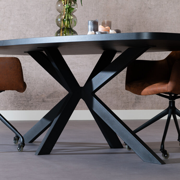 Esstisch Carl dänisch oval schwarz Melamin 240 x 120 x 76 cm