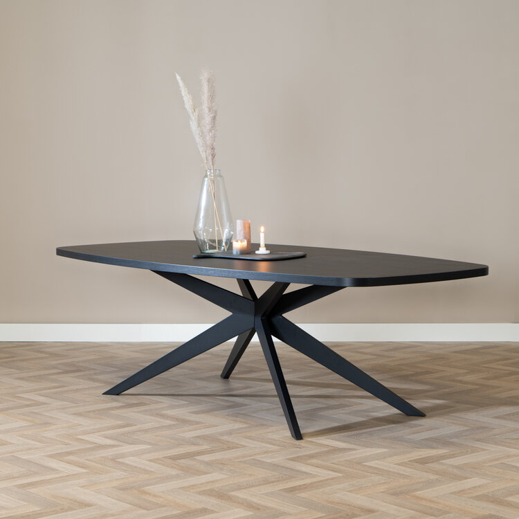 Esstisch Dio dänisch oval schwarz Melamin 240 x 120 x 76 cm