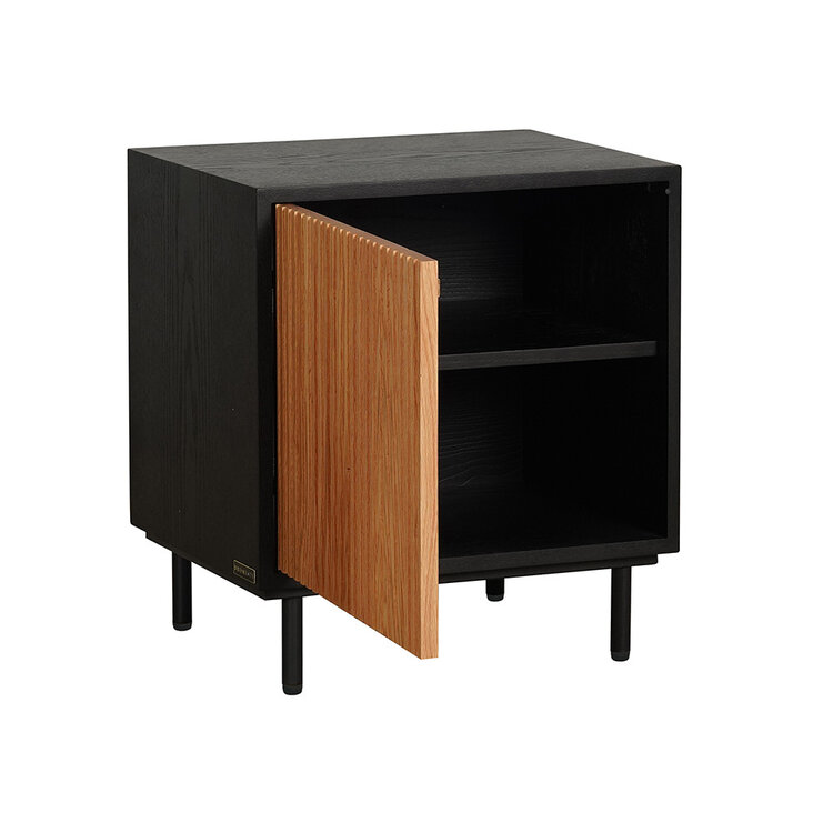 Nachttisch Shelly schwarz / Eiche hell 50x40x55 cm