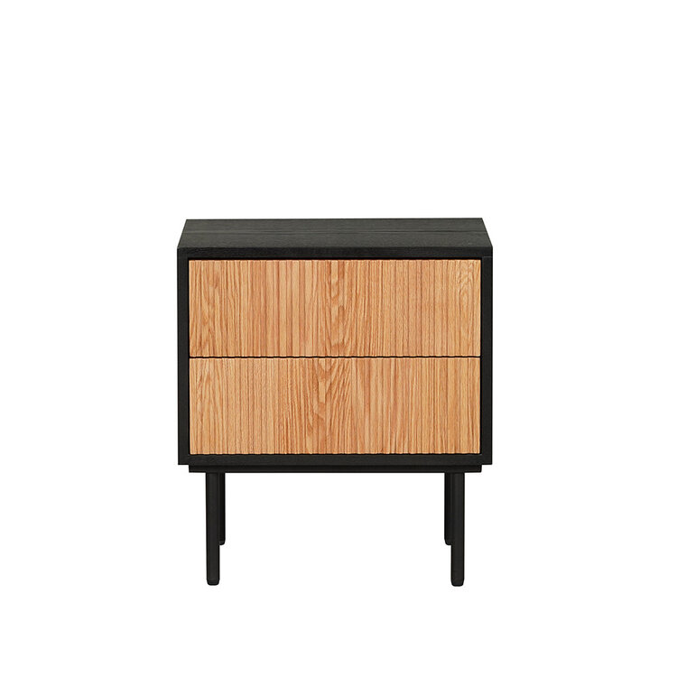Nachttisch Yoka schwarz / Eiche hell 2 Schubladen