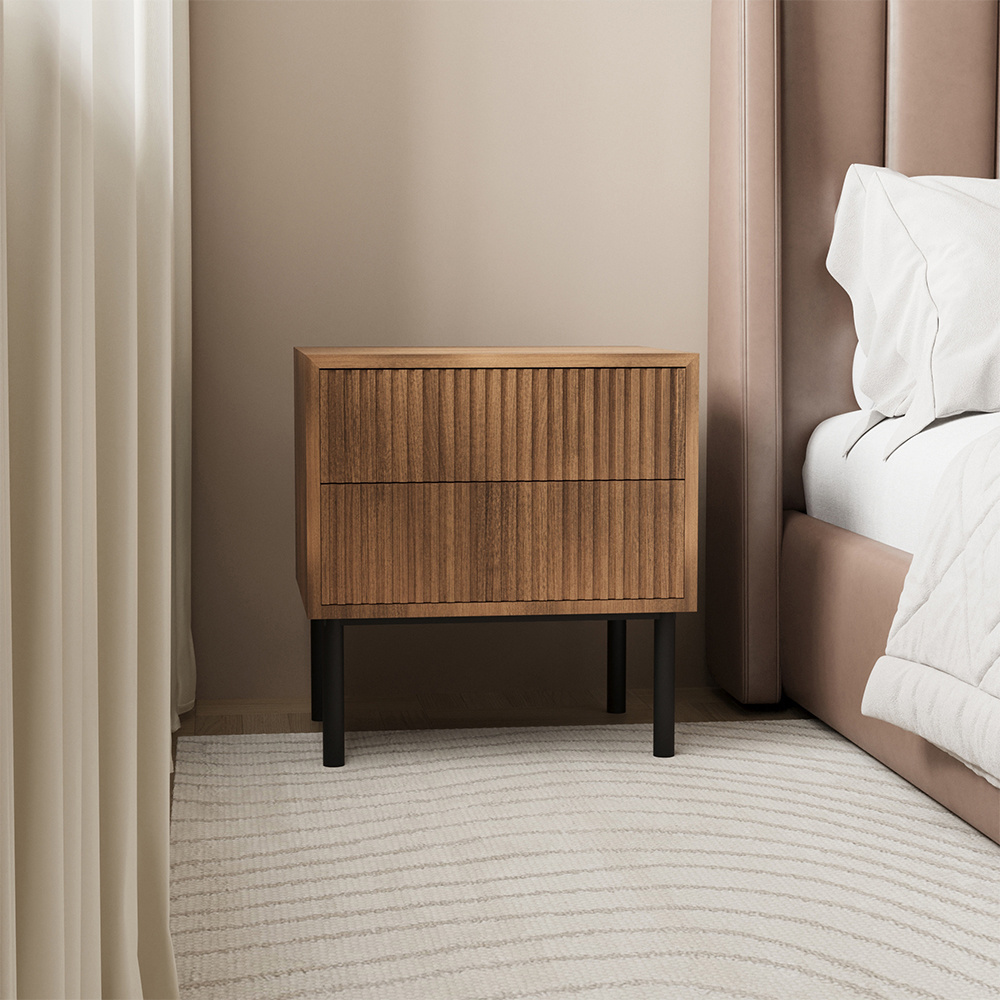 Nachttisch Yoka Eiche dunkel 2 Schubladen