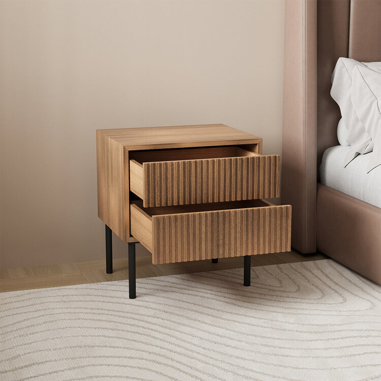 Nachttisch Yoka Eiche dunkel 2 Schubladen