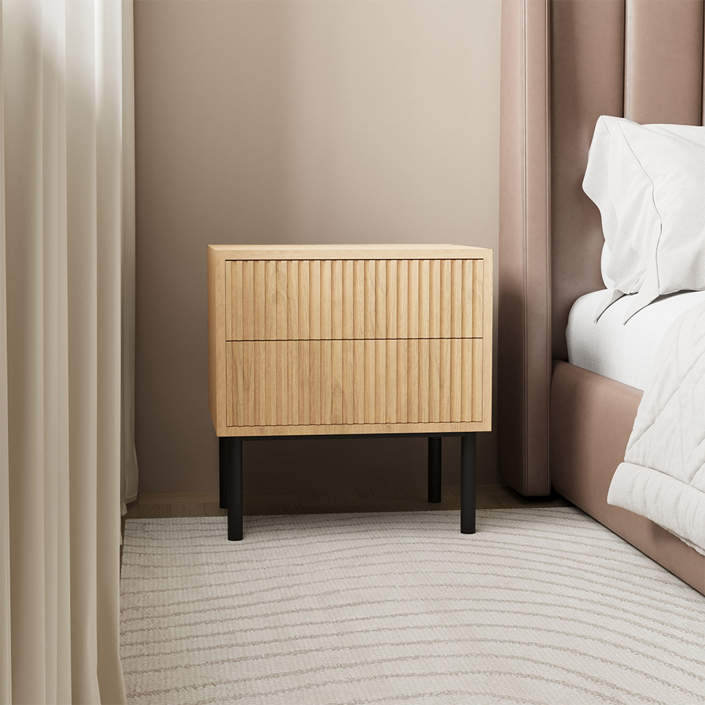 Nachttisch Yoka Eiche hell 2 Schubladen