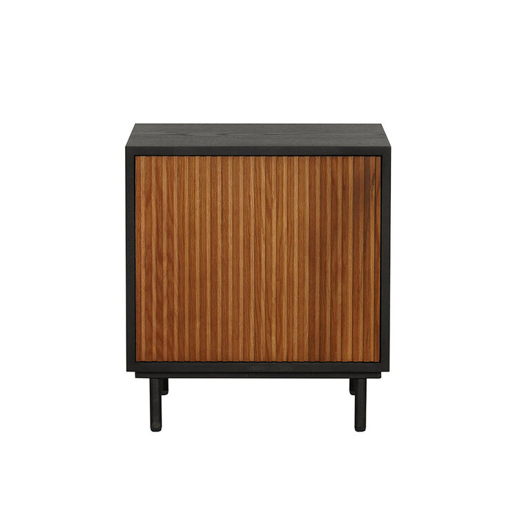 Nachtschrank Shelly schwarz / Eiche dunkel 50x40x55 cm