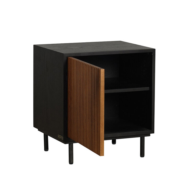 Nachtschrank Shelly schwarz / Eiche dunkel 50x40x55 cm