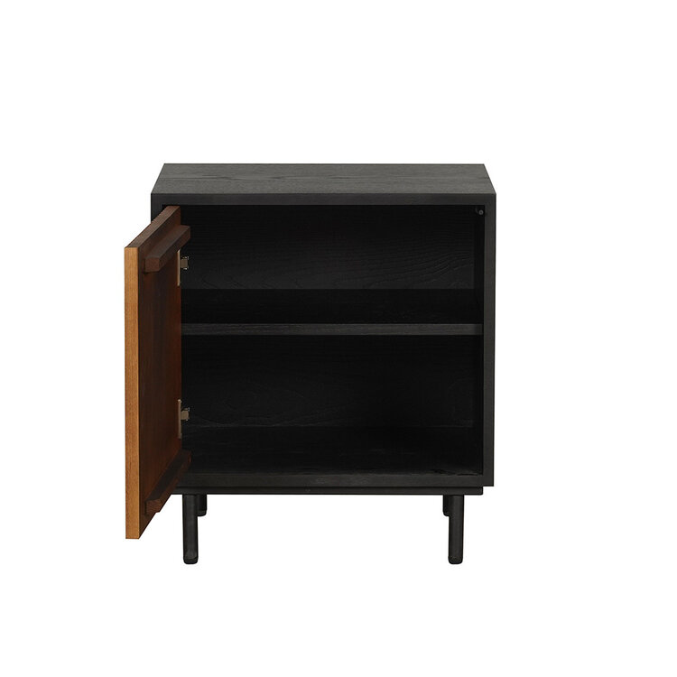 Nachtschrank Shelly schwarz / Eiche dunkel 50x40x55 cm