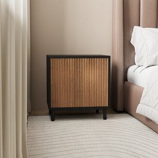 Nachtschrank Shelly schwarz / Eiche dunkel 50x40x55 cm