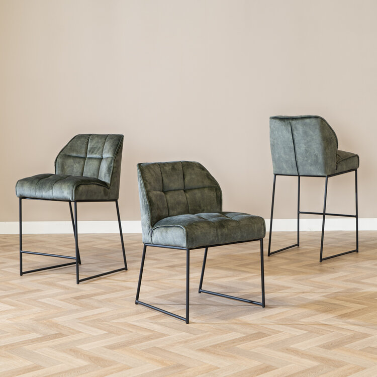 Barhocker Janna Samt grün 70 cm