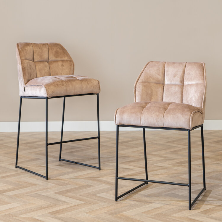 Barhocker Janna Samt taupe 82 cm