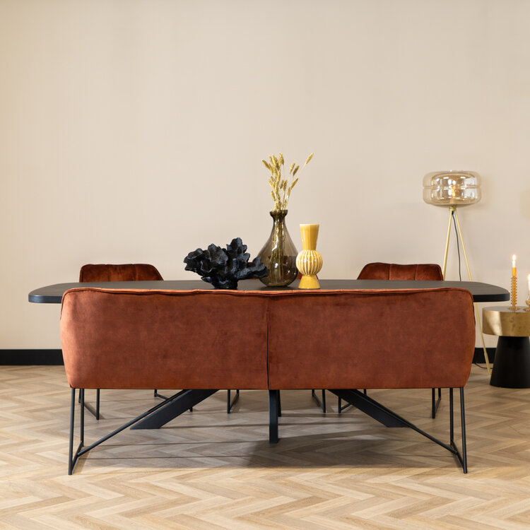 Esszimmerbank Samt Janna kupfer 185 cm