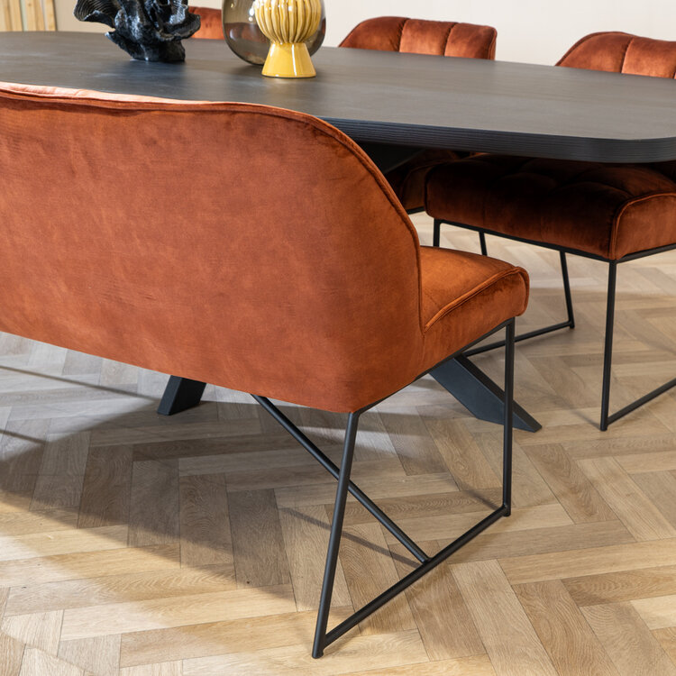 Esszimmerbank Samt Janna kupfer 185 cm