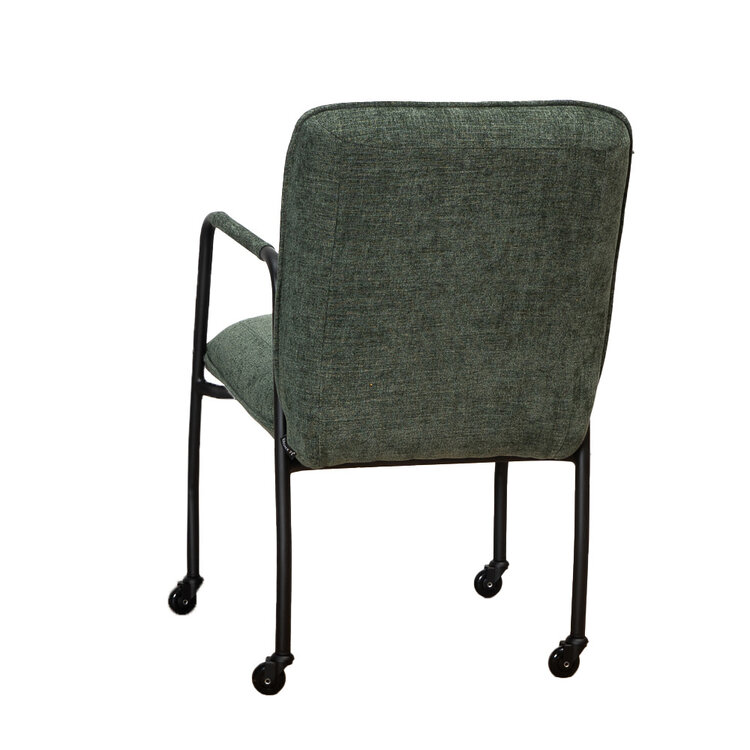 Esszimmerstuhl Mila mit Rollen Stoff grün