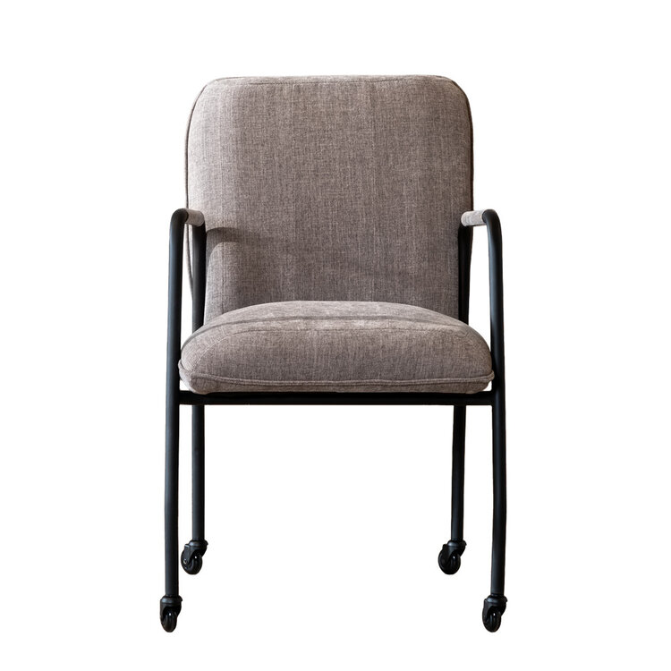 Esszimmerstuhl Mila mit Rollen Stoff taupe