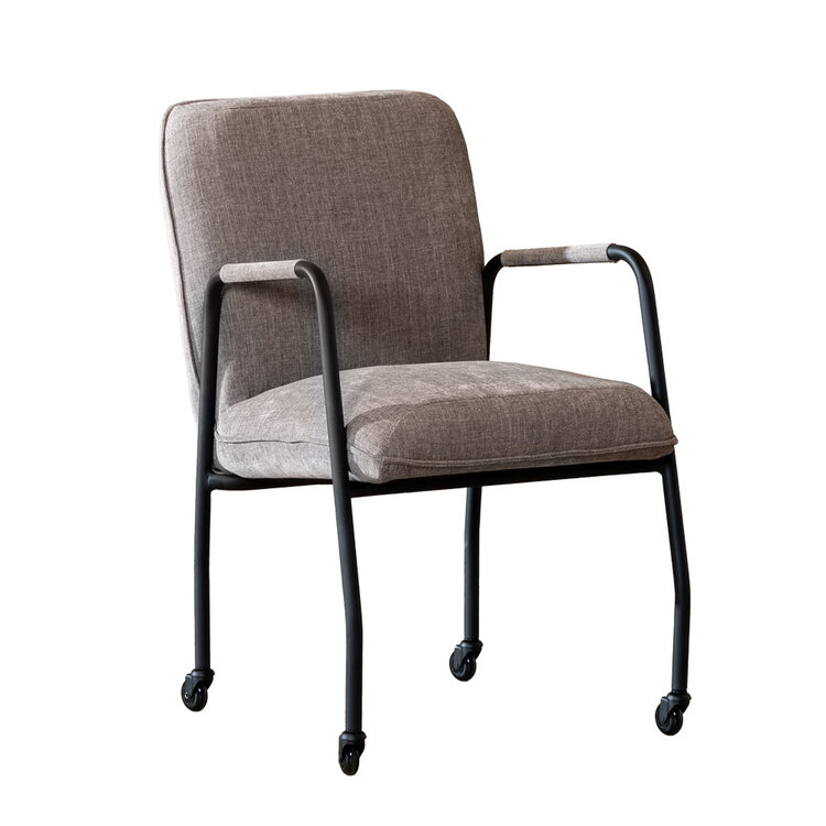 Esszimmerstuhl Mila mit Rollen Stoff taupe