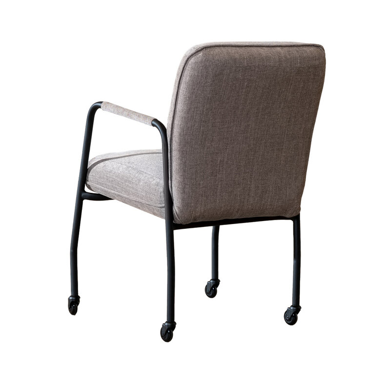 Esszimmerstuhl Mila mit Rollen Stoff taupe