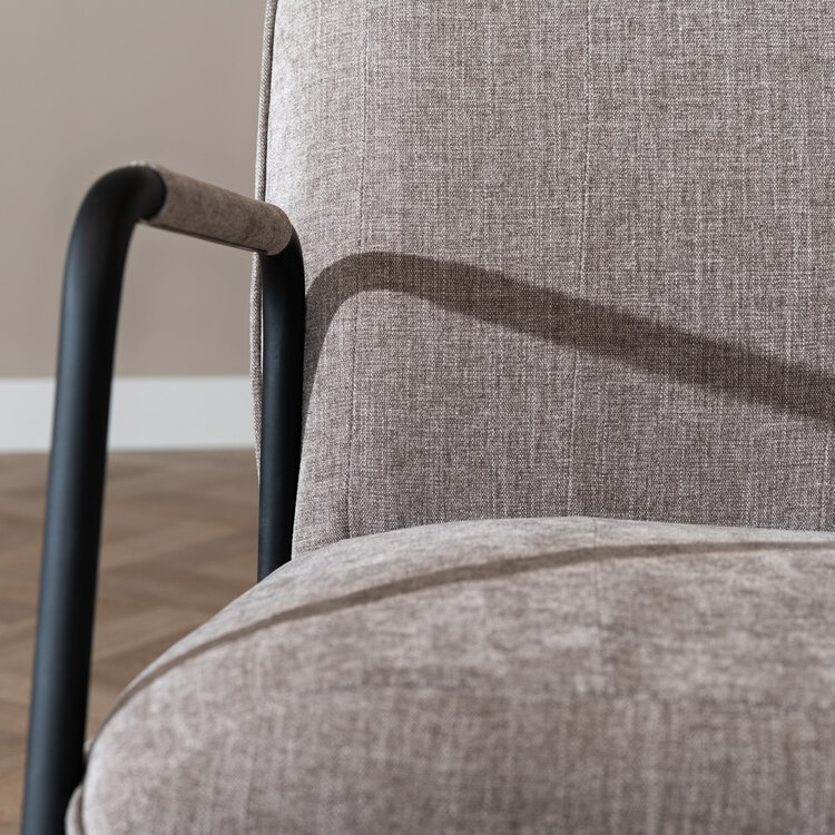 Esszimmerstuhl Mila mit Rollen Stoff taupe